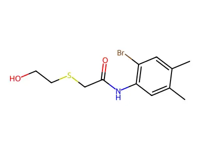 N-(2-bromo-4,5-dimethylphenyl)-2-[(2-hydroxyethyl)sulfanyl]acetamide structure