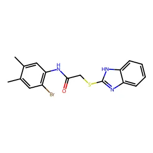 2-(1H-benzimidazol-2-ylsulfanyl)-N-(2-bromo-4,5-dimethylphenyl)acetamide structure
