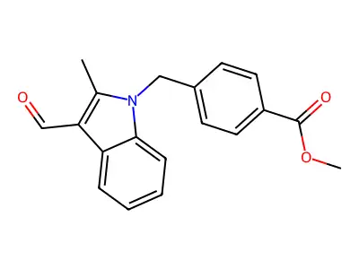 methyl 4-[(3-formyl-2-methyl-1H-indol-1-yl)methyl]benzoate structure