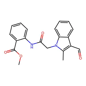 methyl 2-{[(3-formyl-2-methyl-1H-indol-1-yl)acetyl]amino}benzoate structure