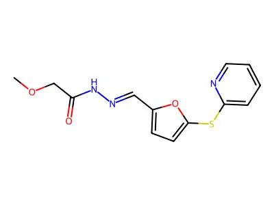 2-methoxy-N-[(E)-(5-pyridin-2-ylsulfanylfuran-2-yl)methylideneamino]acetamide structure