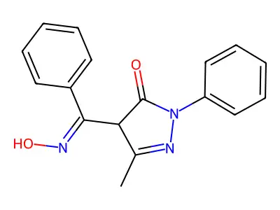 4-(N-hydroxy-C-phenyl-carbonimidoyl)-5-methyl-2-phenyl-4H-pyrazol-3-one structure