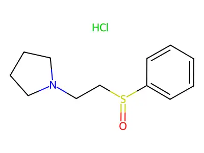 Pyrrolidine, 1-(2-(phenylsulfinyl)ethyl)-, hydrochloride structure