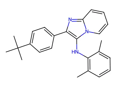 2-(4-tert-butylphenyl)-N-(2,6-dimethylphenyl)imidazo[1,2-a]pyridin-3-amine structure