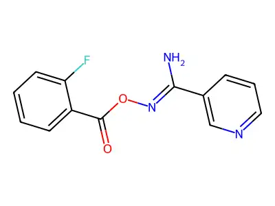 [[Amino(pyridin-3-yl)methylidene]amino] 2-fluorobenzoate structure