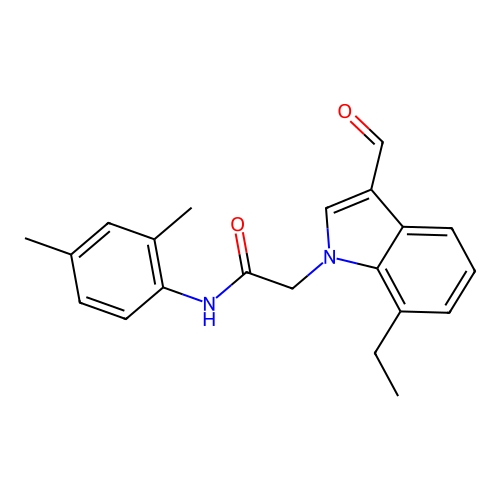 N-(2,4-dimethylphenyl)-2-(7-ethyl-3-formylindol-1-yl)acetamide structure