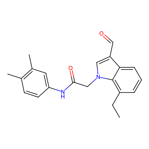 N-(3,4-dimethylphenyl)-2-(7-ethyl-3-formylindol-1-yl)acetamide structure