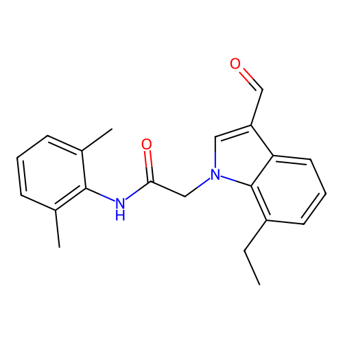 N-(2,6-dimethylphenyl)-2-(7-ethyl-3-formylindol-1-yl)acetamide structure