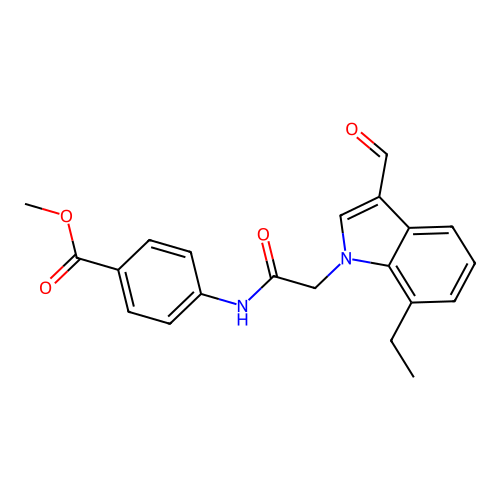 Methyl 4-[[2-(7-ethyl-3-formylindol-1-yl)acetyl]amino]benzoate structure