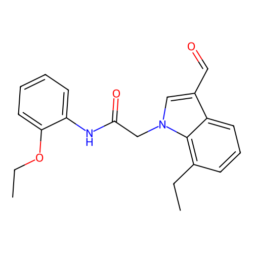 N-(2-ethoxyphenyl)-2-(7-ethyl-3-formylindol-1-yl)acetamide structure