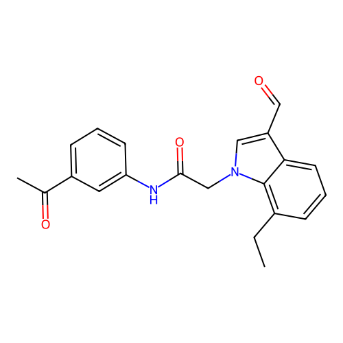 N-(3-acetylphenyl)-2-(7-ethyl-3-formylindol-1-yl)acetamide structure