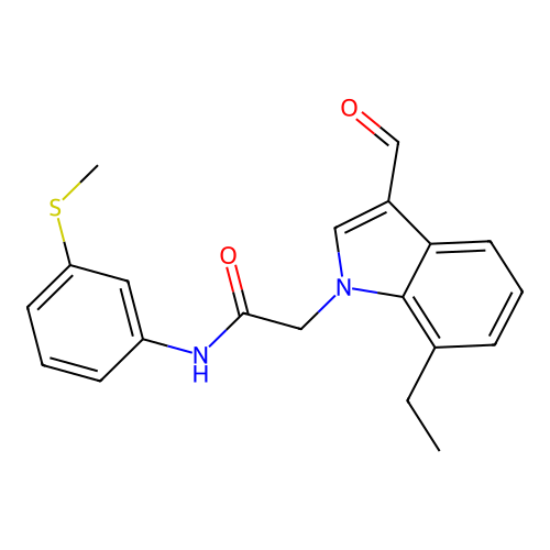 2-(7-ethyl-3-formylindol-1-yl)-N-(3-methylsulfanylphenyl)acetamide structure