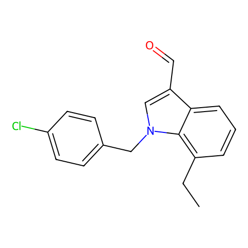 1-(4-chlorobenzyl)-7-ethyl-1H-indole-3-carbaldehyde structure