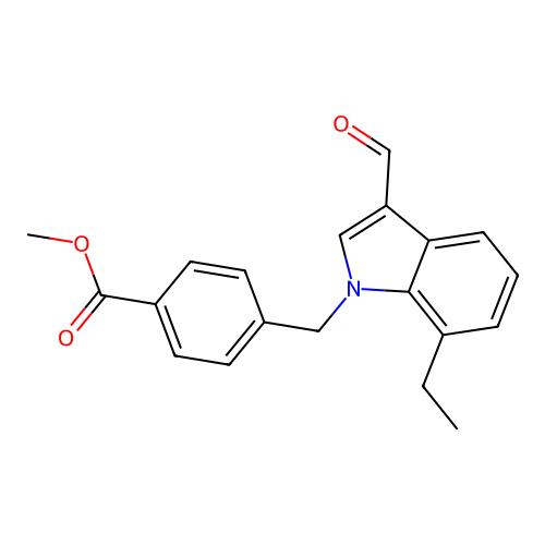 Methyl 4-[(7-ethyl-3-formylindol-1-yl)methyl]benzoate structure