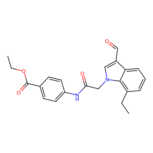 Ethyl 4-[[2-(7-ethyl-3-formylindol-1-yl)acetyl]amino]benzoate structure