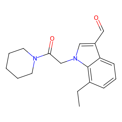 7-ethyl-1-[2-oxo-2-(piperidin-1-yl)ethyl]-1H-indole-3-carbaldehyde structure
