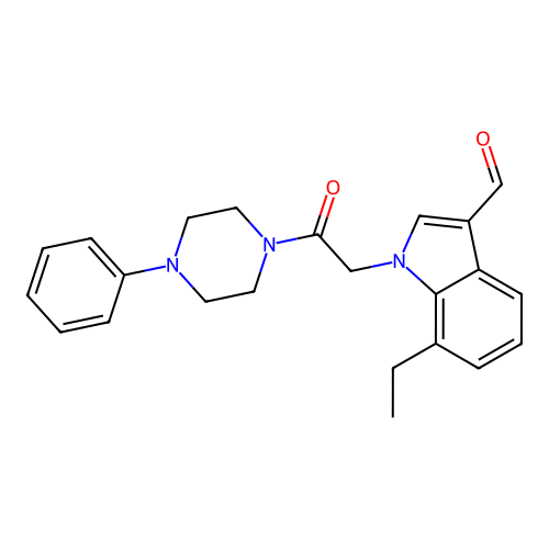 7-Ethyl-1-[2-oxo-2-(4-phenylpiperazin-1-yl)ethyl]indole-3-carbaldehyde structure