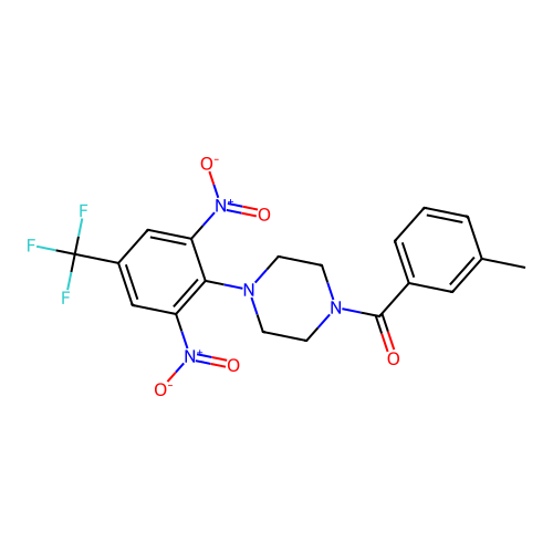 [4-[2,6-dinitro-4-(trifluoromethyl)phenyl]piperazin-1-yl]-(3-methylphenyl)methanone structure