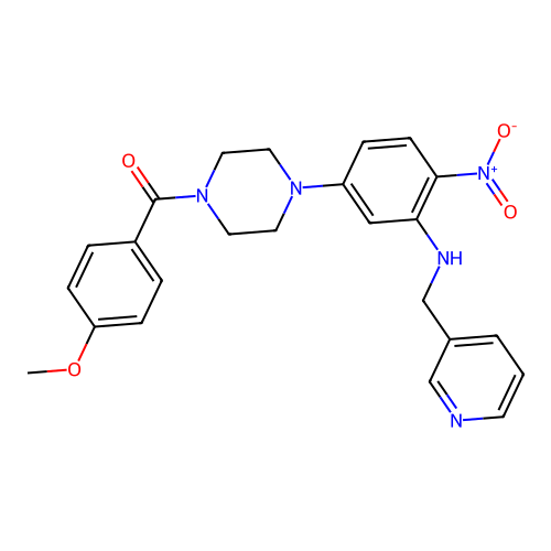 (4-methoxyphenyl)(4-{4-nitro-3-[(pyridin-3-ylmethyl)amino]phenyl}piperazin-1-yl)methanone structure