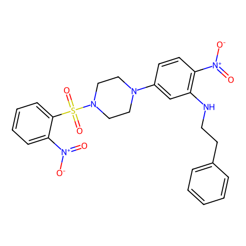2-nitro-5-{4-[(2-nitrophenyl)sulfonyl]piperazin-1-yl}-N-(2-phenylethyl)aniline structure