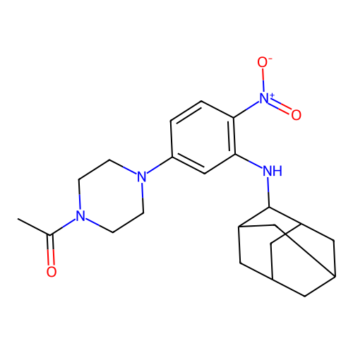 1-[4-[3-(2-adamantylamino)-4-nitrophenyl]piperazin-1-yl]ethanone structure