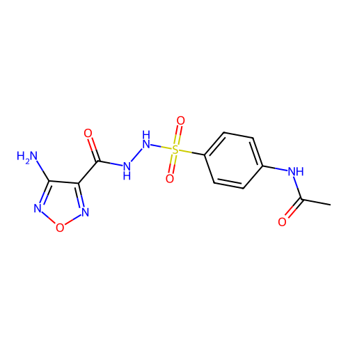 N-(4-((2-(4-amino-1,2,5-oxadiazole-3-carbonyl)hydrazinyl)sulfonyl)phenyl)acetamide structure