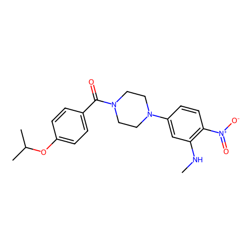 (4-isopropoxyphenyl)(4-(3-(methylamino)-4-nitrophenyl)piperazin-1-yl)methanone structure