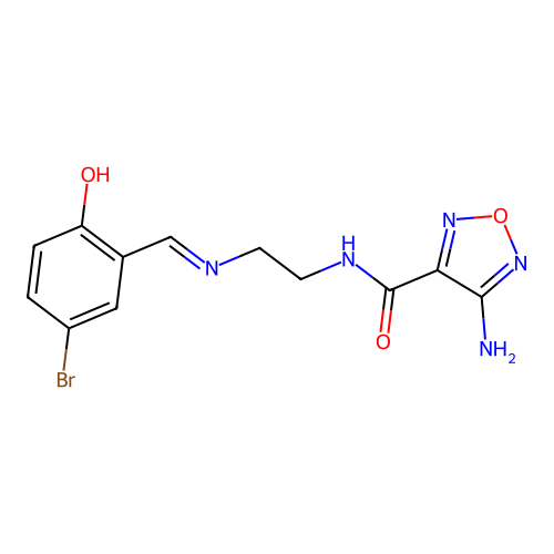 4-amino-N-(2-{[(E)-(5-bromo-2-hydroxyphenyl)methylidene]amino}ethyl)-1,2,5-oxadiazole-3-carboxamide structure