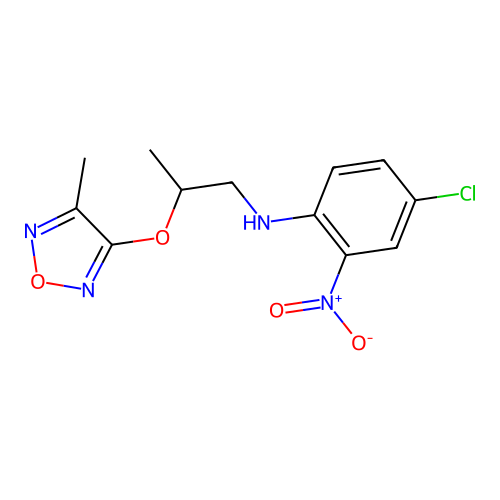 4-chloro-N-(2-((4-methyl-1,2,5-oxadiazol-3-yl)oxy)propyl)-2-nitroaniline structure