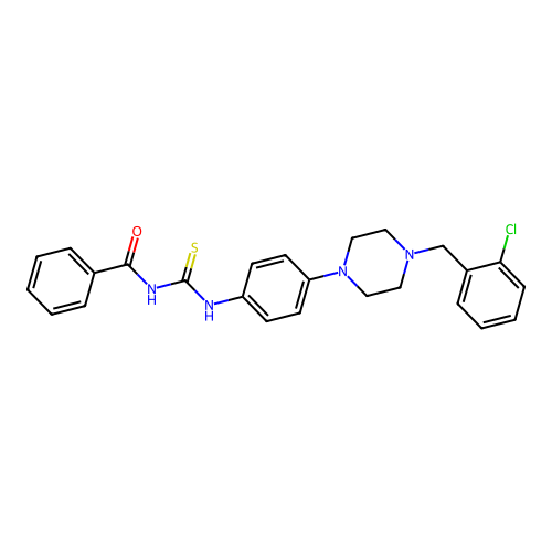 N-({4-[4-(2-chlorobenzyl)piperazin-1-yl]phenyl}carbamothioyl)benzamide structure