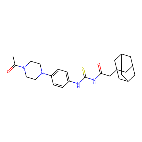 N-{[4-(4-acetylpiperazin-1-yl)phenyl]carbamothioyl}-2-(tricyclo[3.3.1.1~3,7~]dec-1-yl)acetamide structure