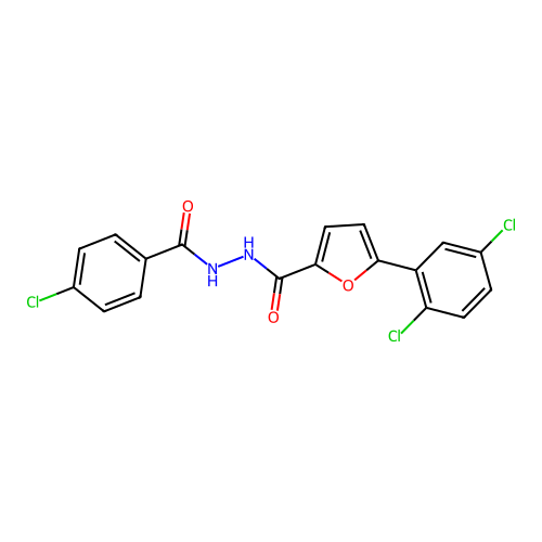 N'-(4-chlorobenzoyl)-5-(2,5-dichlorophenyl)furan-2-carbohydrazide structure