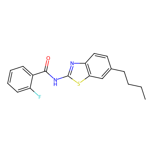 N-(6-butyl-1,3-benzothiazol-2-yl)-2-fluorobenzamide structure