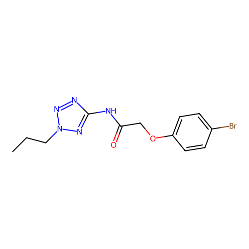 2-(4-bromophenoxy)-N-(2-propyl-2H-tetrazol-5-yl)acetamide structure