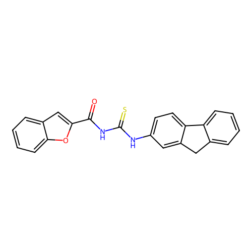N-(9H-fluoren-2-ylcarbamothioyl)-1-benzofuran-2-carboxamide structure