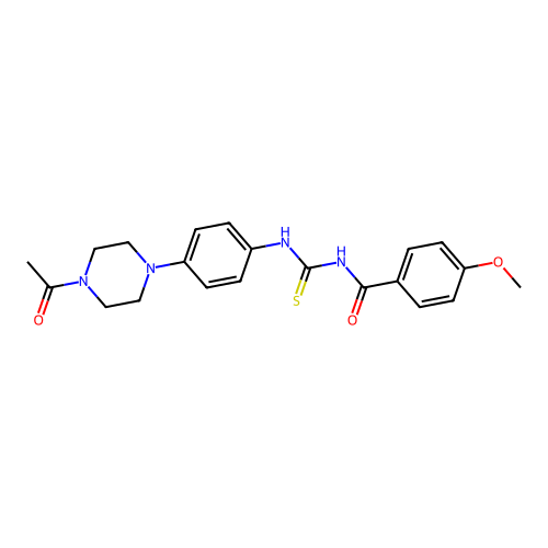 N-((4-(4-acetylpiperazin-1-yl)phenyl)carbamothioyl)-4-methoxybenzamide structure