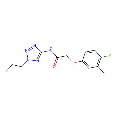 2-(4-chloro-3-methylphenoxy)-N-(2-propyl-2H-tetrazol-5-yl)acetamide structure