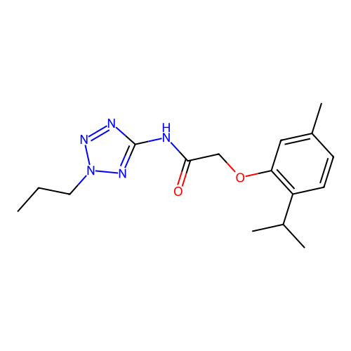 2-(2-isopropyl-5-methylphenoxy)-N-(2-propyl-2H-tetrazol-5-yl)acetamide structure