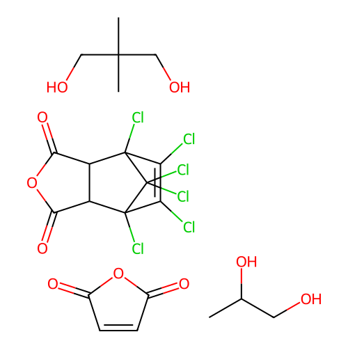 (C9-H2-Cl6-O3.C5-H12-O2.C4-H2-O3.C3-H8-O2)x- structure