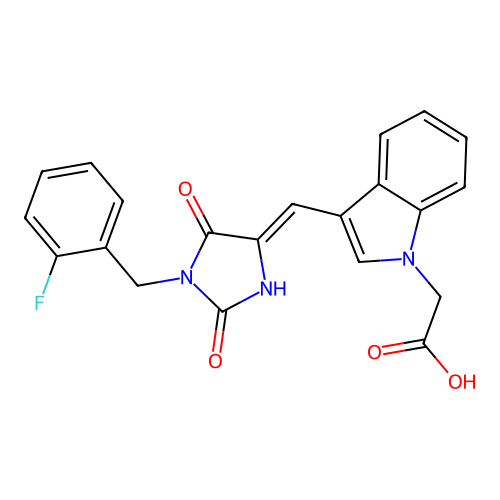 1H-Indole-1-acetic acid, 3-[[1-[(2-fluorophenyl)methyl]-2,5-dioxo-4-imidazolidinylidene]methyl]- (9CI) structure