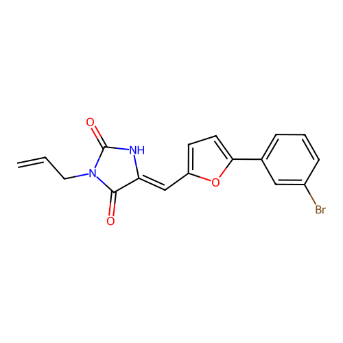 (5Z)-5-[[5-(3-bromophenyl)furan-2-yl]methylidene]-3-prop-2-enylimidazolidine-2,4-dione structure