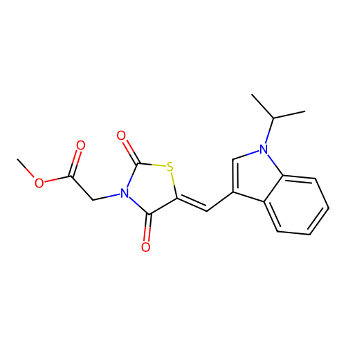 3-Thiazolidineacetic acid, 5-[[1-(1-methylethyl)-1H-indol-3-yl]methylene]-2,4-dioxo-, methyl ester (9CI) structure
