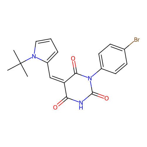 (5Z)-1-(4-bromophenyl)-5-[(1-tert-butylpyrrol-2-yl)methylidene]-1,3-diazinane-2,4,6-trione structure