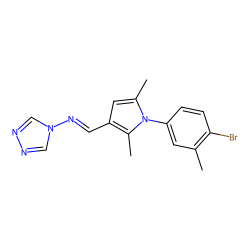 N-{(E)-[1-(4-bromo-3-methylphenyl)-2,5-dimethyl-1H-pyrrol-3-yl]methylidene}-4H-1,2,4-triazol-4-amine structure