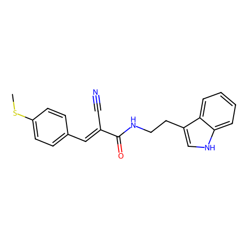 (2E)-2-cyano-N-[2-(1H-indol-3-yl)ethyl]-3-[4-(methylsulfanyl)phenyl]prop-2-enamide structure