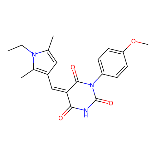(5Z)-5-[(1-ethyl-2,5-dimethyl-1H-pyrrol-3-yl)methylidene]-6-hydroxy-3-(4-methoxyphenyl)pyrimidine-2,4(3H,5H)-dione structure