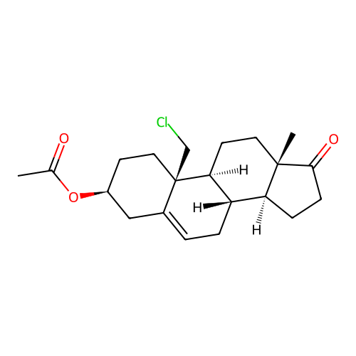 19-Chloro-3beta-hydroxyandrost-5-en-17-one acetate structure