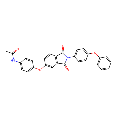 N-[4-[1,3-dioxo-2-(4-phenoxyphenyl)isoindol-5-yl]oxyphenyl]acetamide structure
