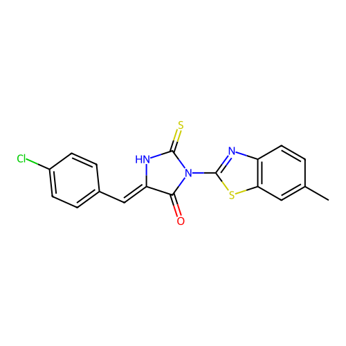 (Z)-5-(4-chlorobenzylidene)-3-(6-methylbenzo[d]thiazol-2-yl)-2-thioxoimidazolidin-4-one structure