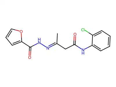 N-[(E)-[4-(2-chloroanilino)-4-oxobutan-2-ylidene]amino]furan-2-carboxamide structure